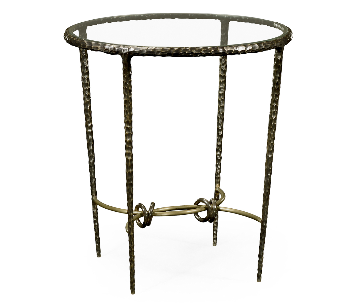 Hammered Antique Black Brass Circular Side Table
