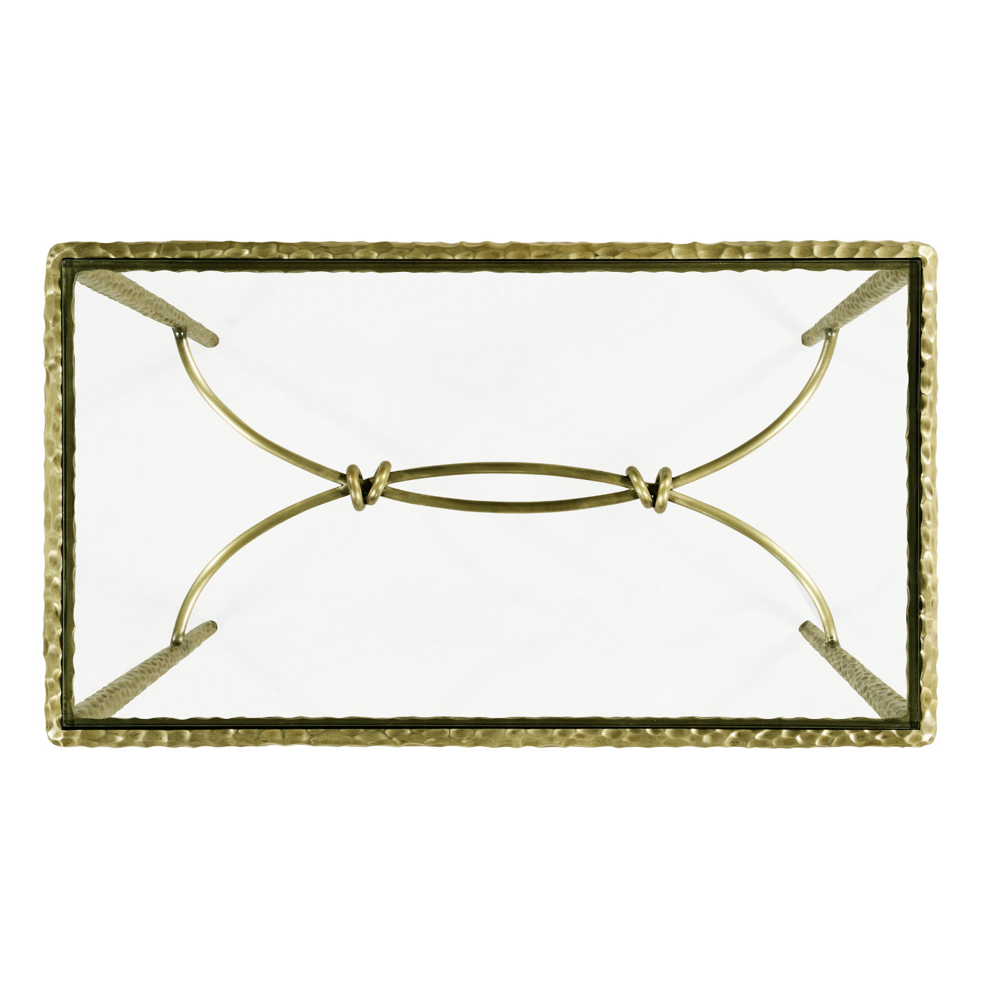 Hammered Light Brown Brass Rectangular Side Table