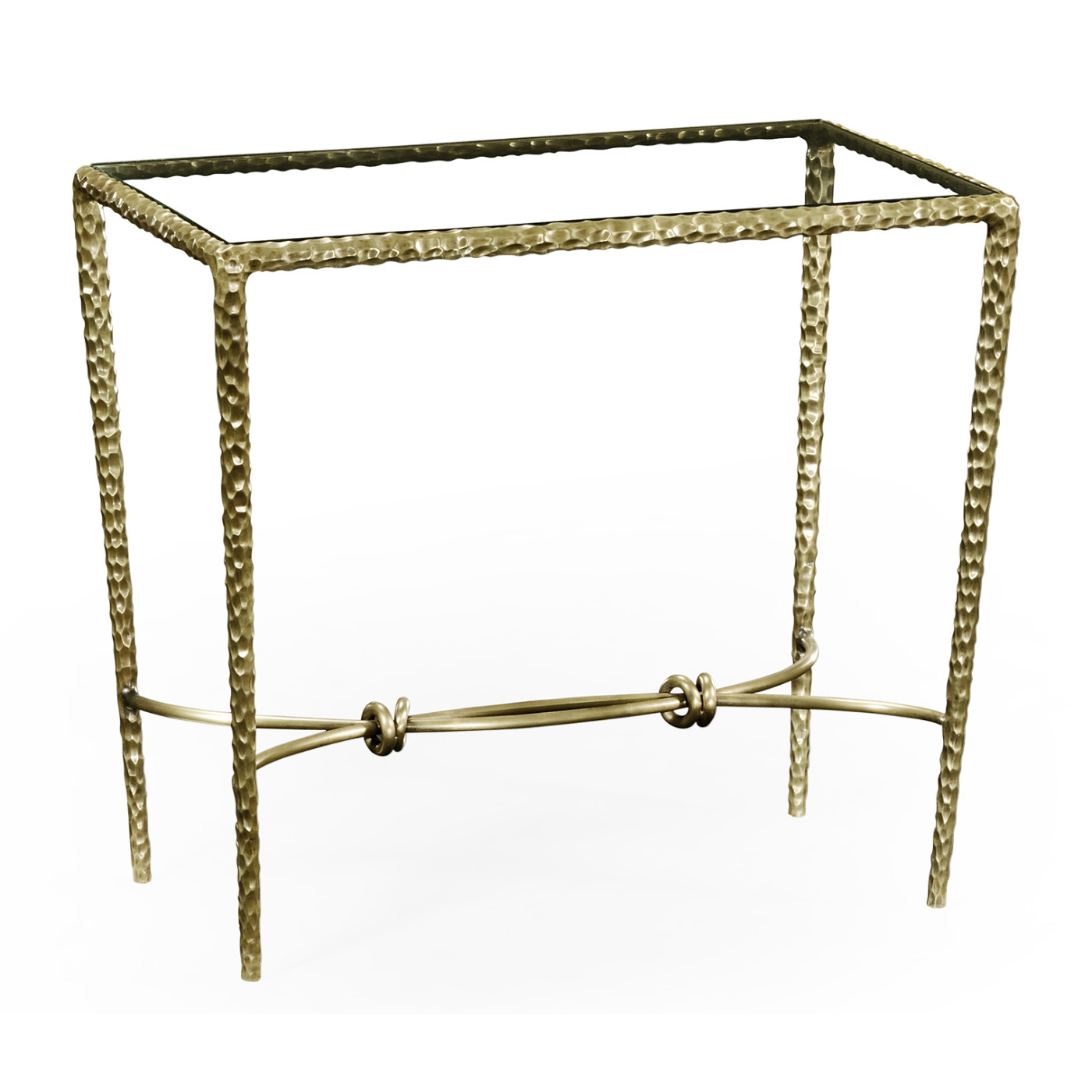 Hammered Light Brown Brass Rectangular Side Table
