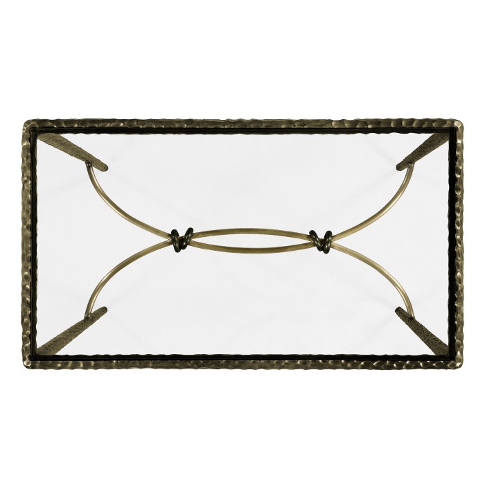 Hammered Antique Black Brass Rectangular Side Table