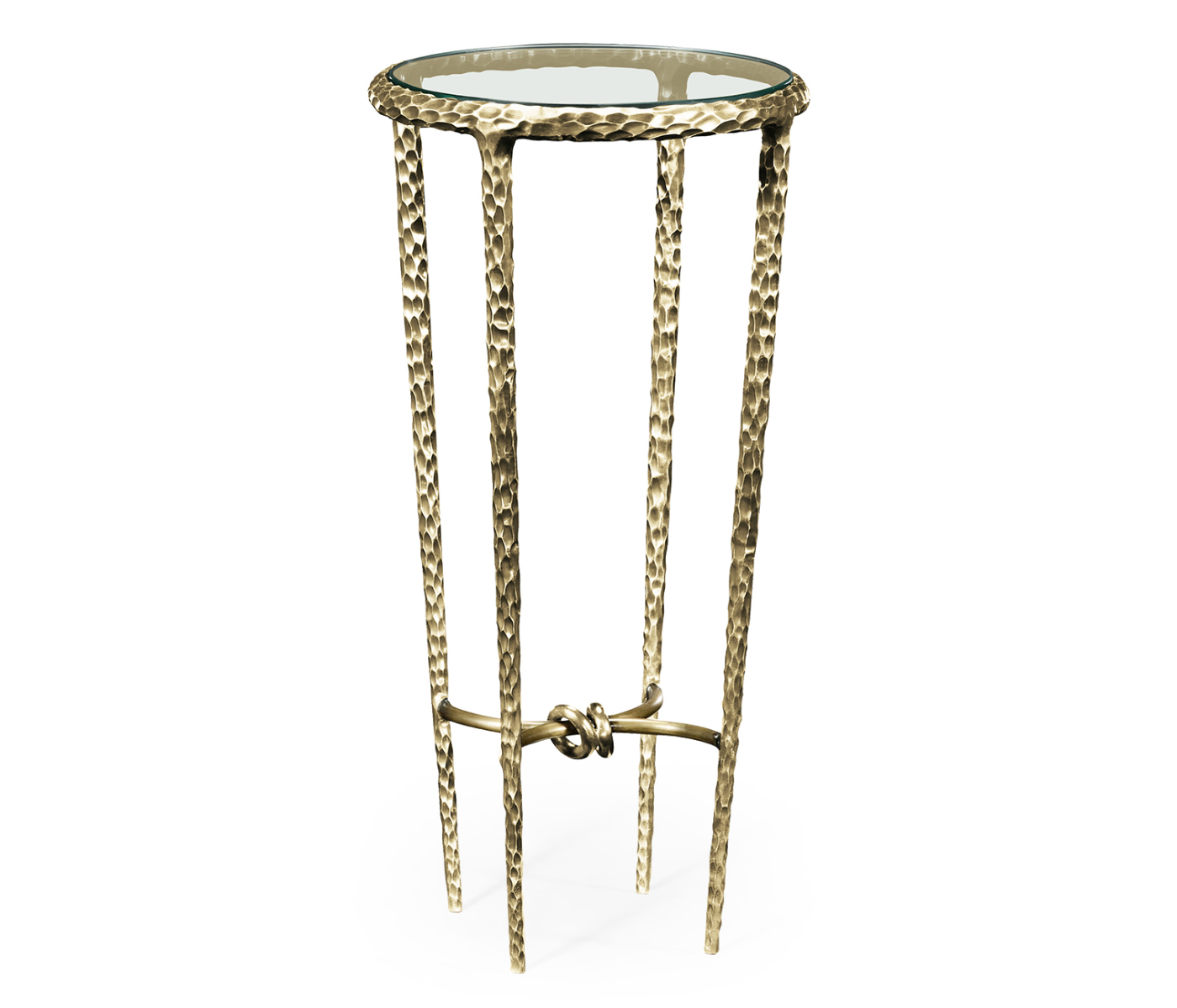 Brass hammered iron circular wine table