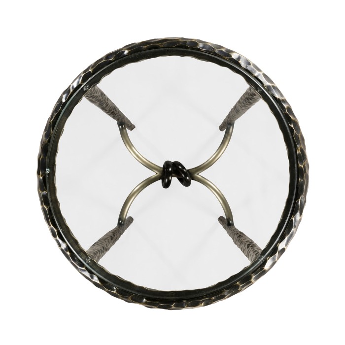 Bronze finish hammered iron circular wine table