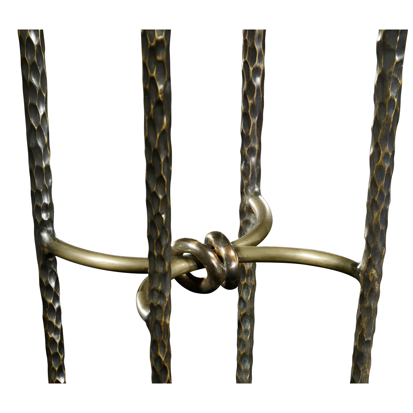 Bronze finish hammered iron circular wine table