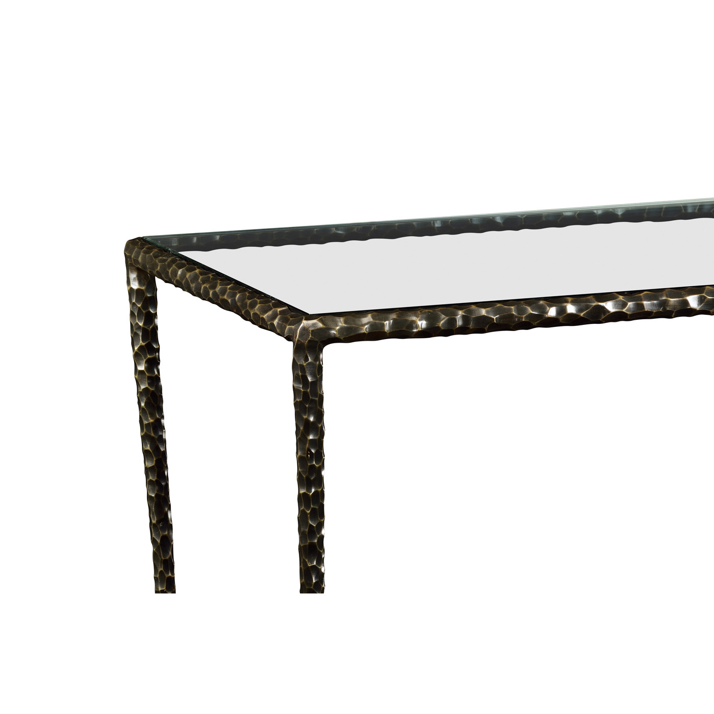 Hammered Antique Black Brass Rectangular Console