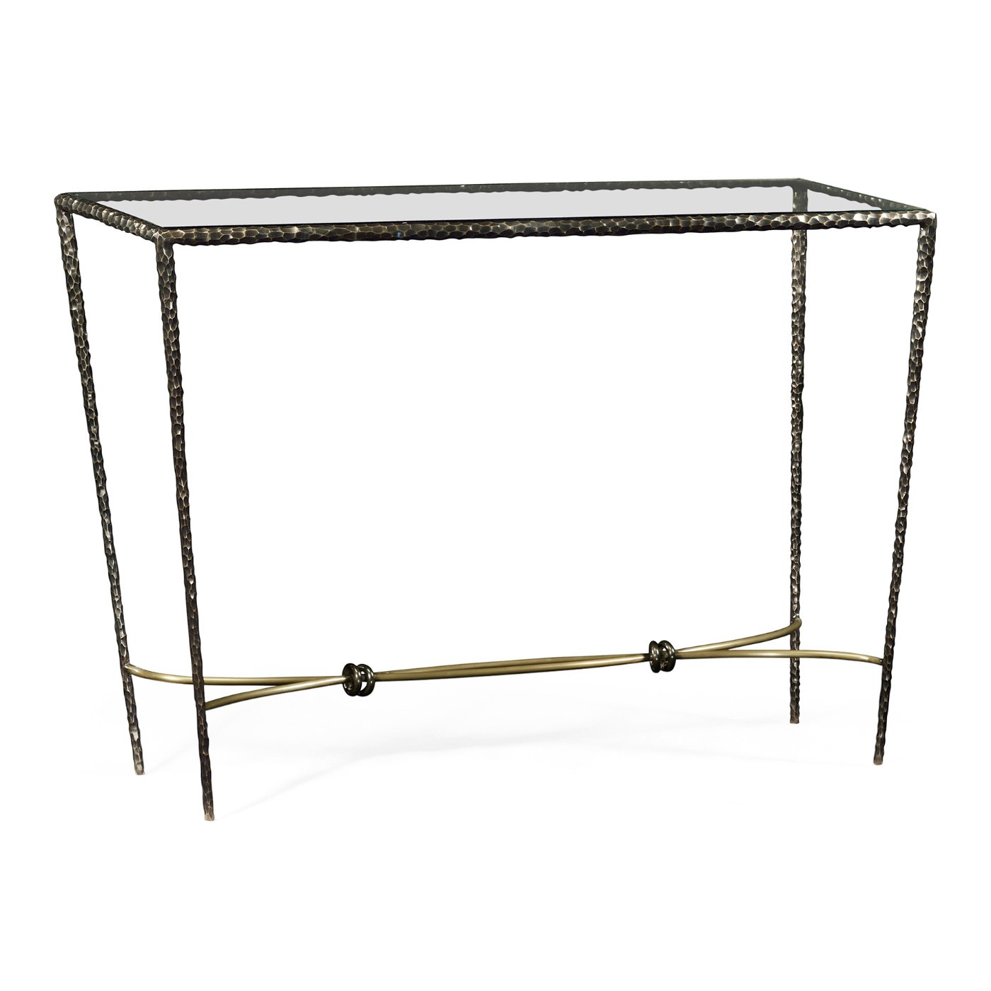 Hammered Antique Black Brass Rectangular Console