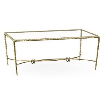 Hammered Light Brown Brass Rectangular Coffee Table