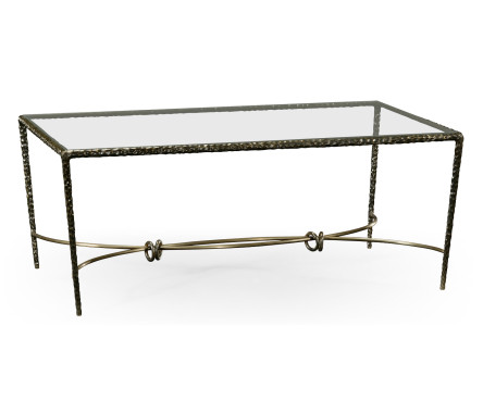 Hammered Anitque Black Brass Rectangular Coffee Table