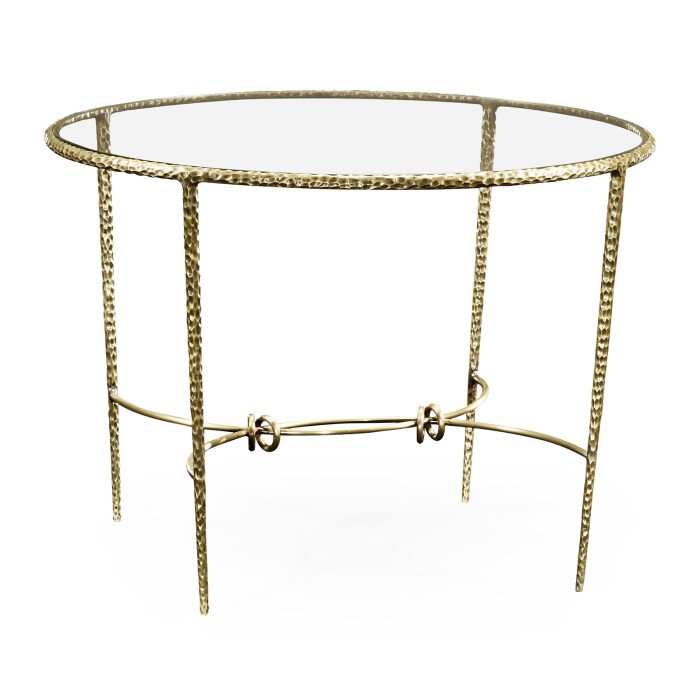Hammered Light Brown Brass Circular Centre Table