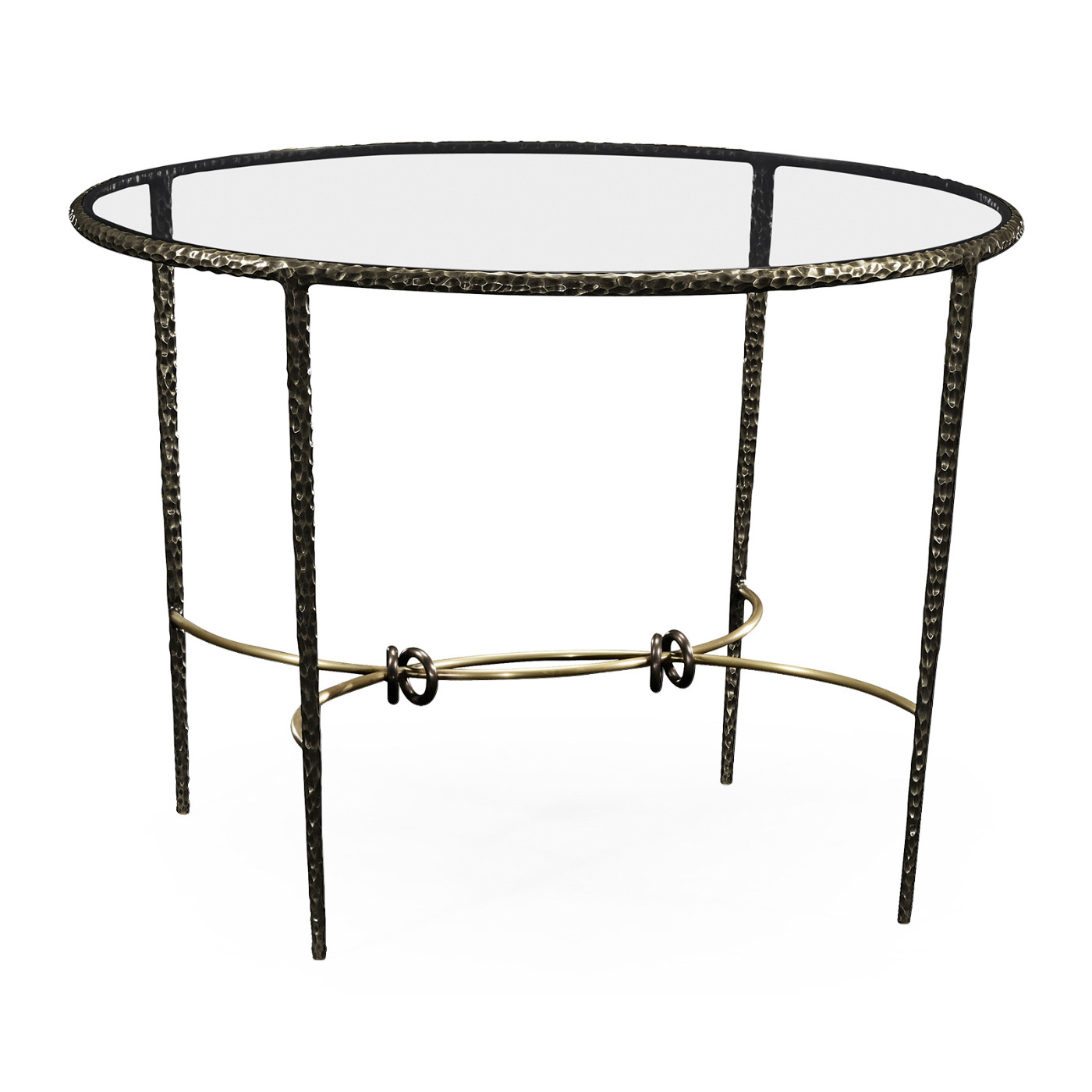 Hammered Antique Black Brass Circular Centre Table
