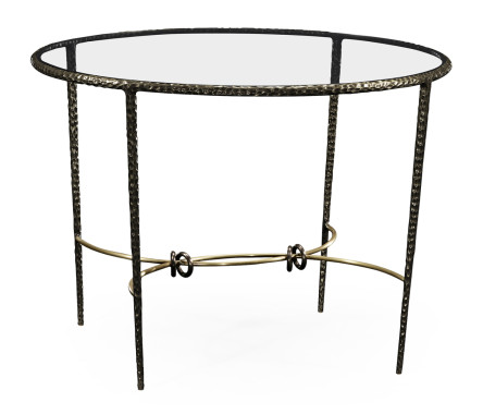 Hammered Antique Black Brass Circular Centre Table