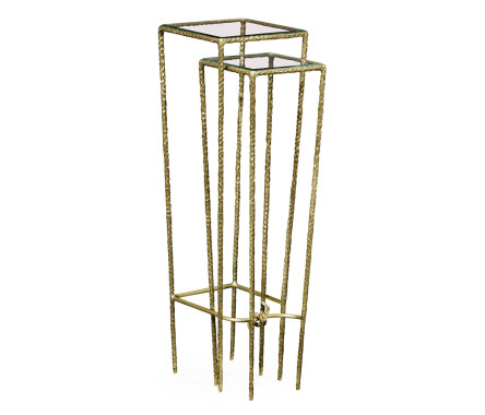 Brass hammered nesting tables