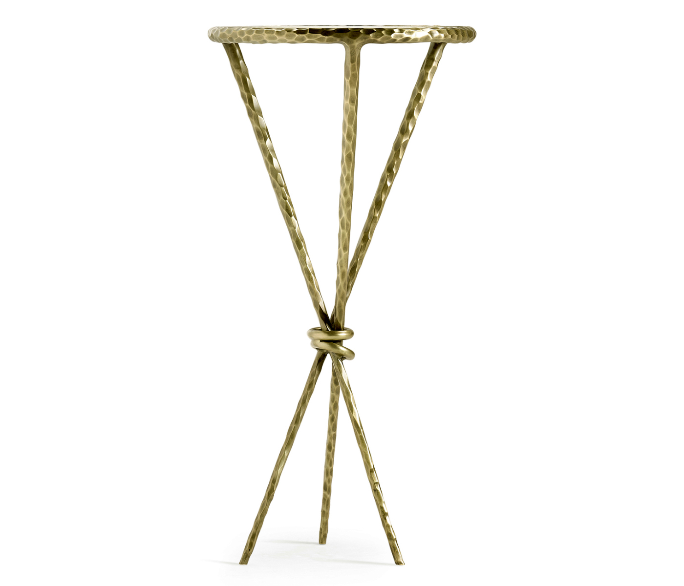 Hammered Light Brown Brass Circular Wine Table