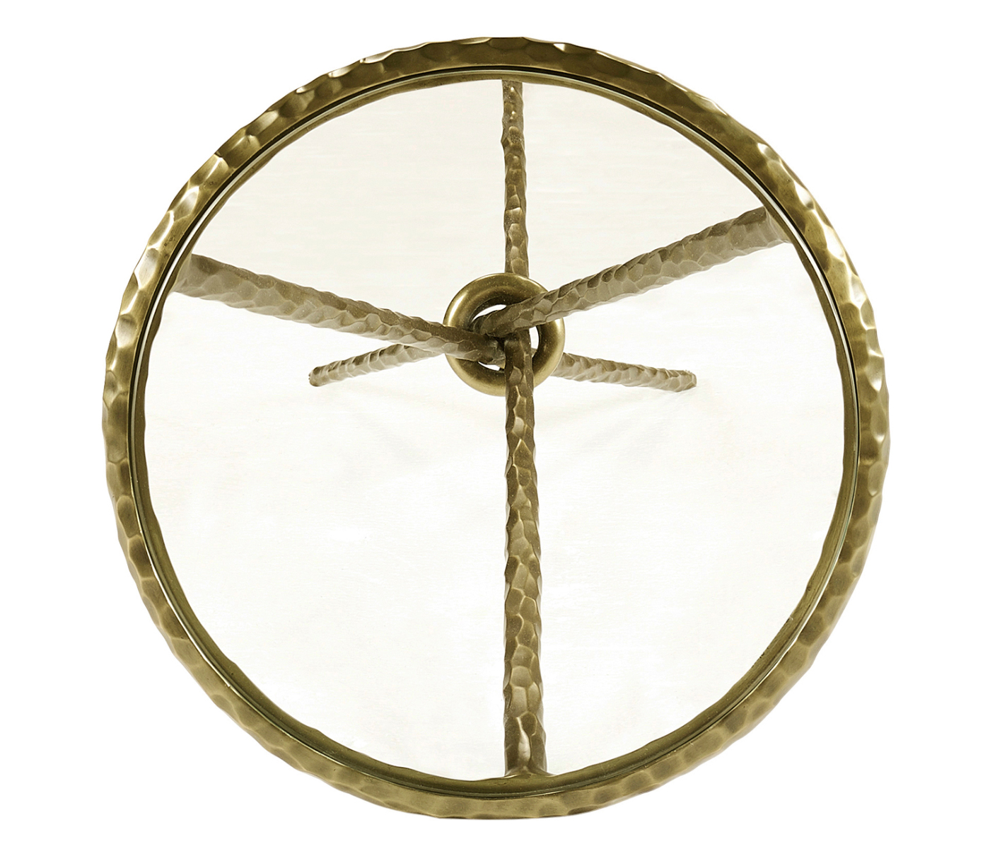 Hammered Light Brown Brass Circular Wine Table