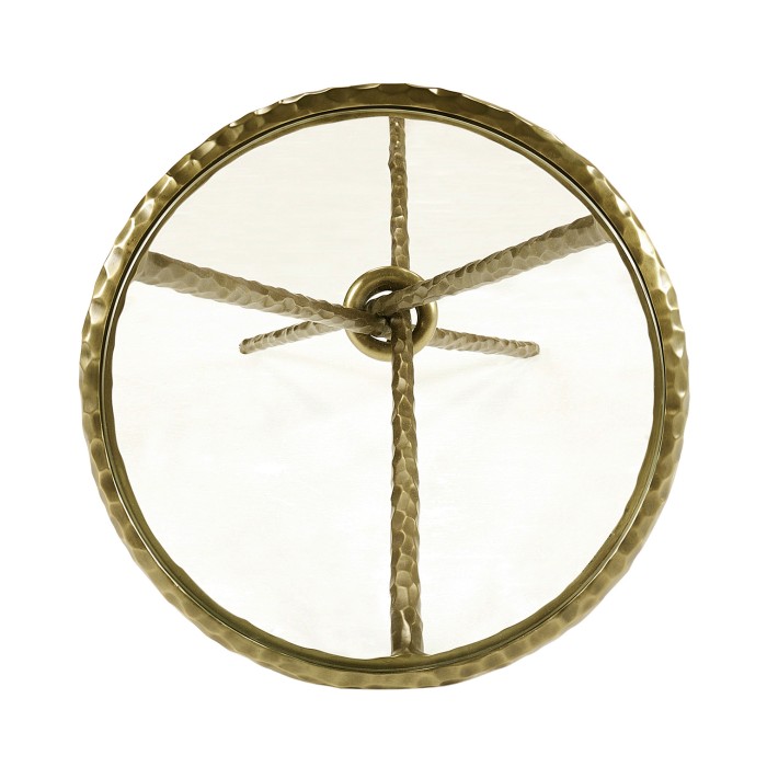 Hammered Light Brown Brass Circular Wine Table