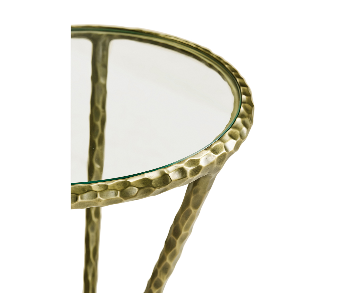 Hammered Light Brown Brass Circular Wine Table