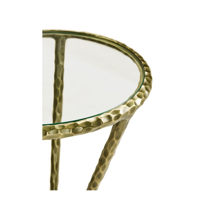 Hammered Light Brown Brass Circular Wine Table