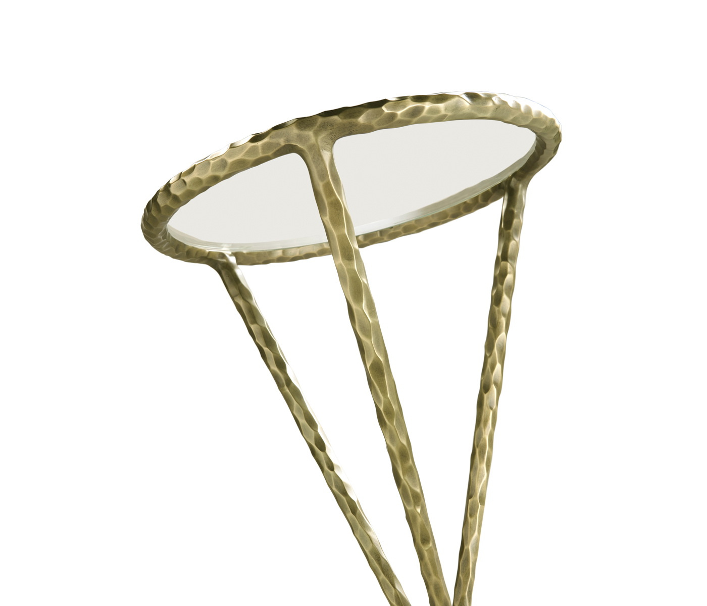 Hammered Light Brown Brass Circular Wine Table