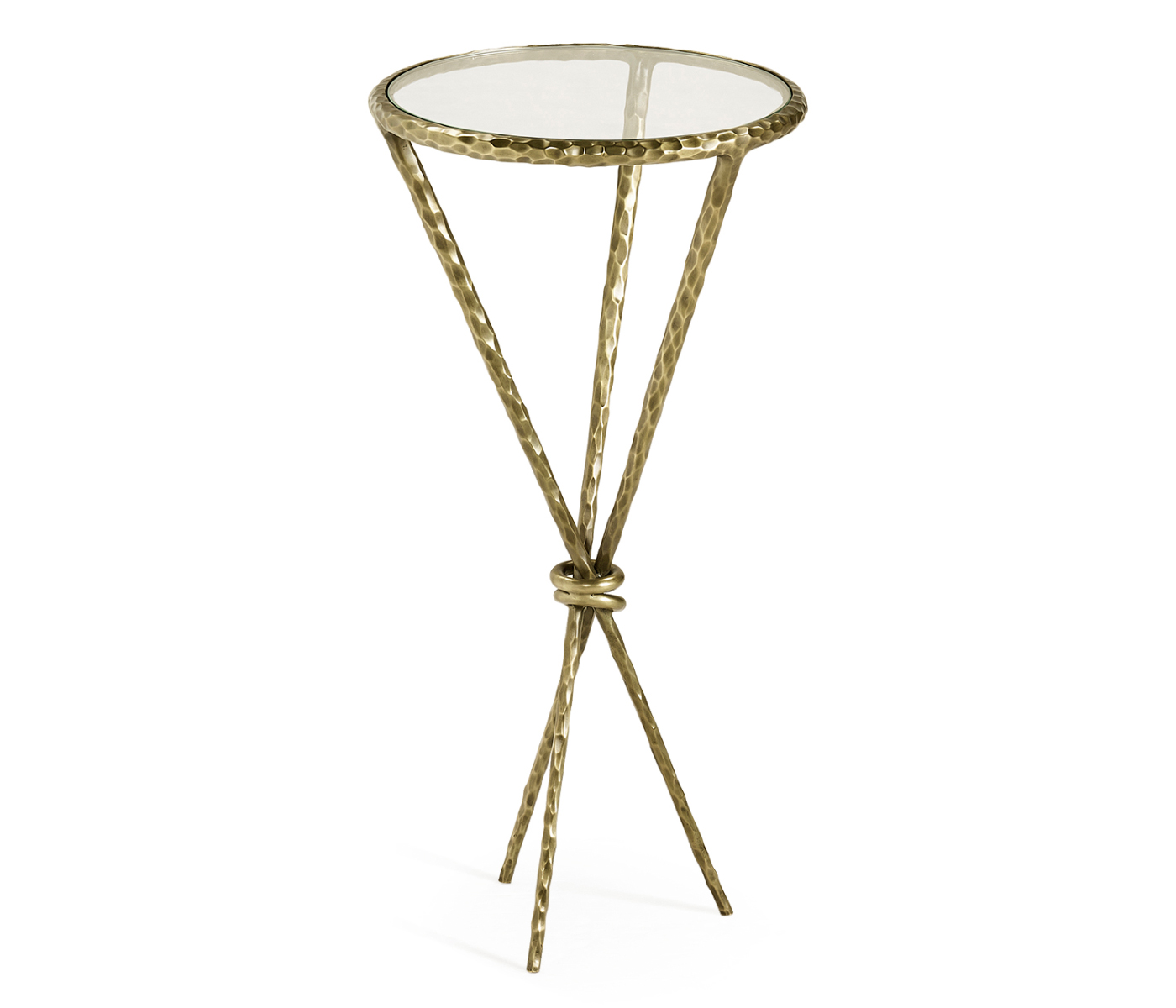 Hammered Light Brown Brass Circular Wine Table