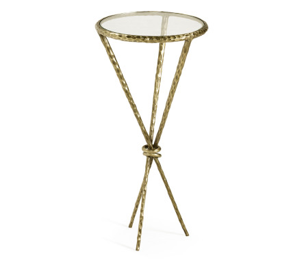 Hammered Light Brown Brass Circular Wine Table