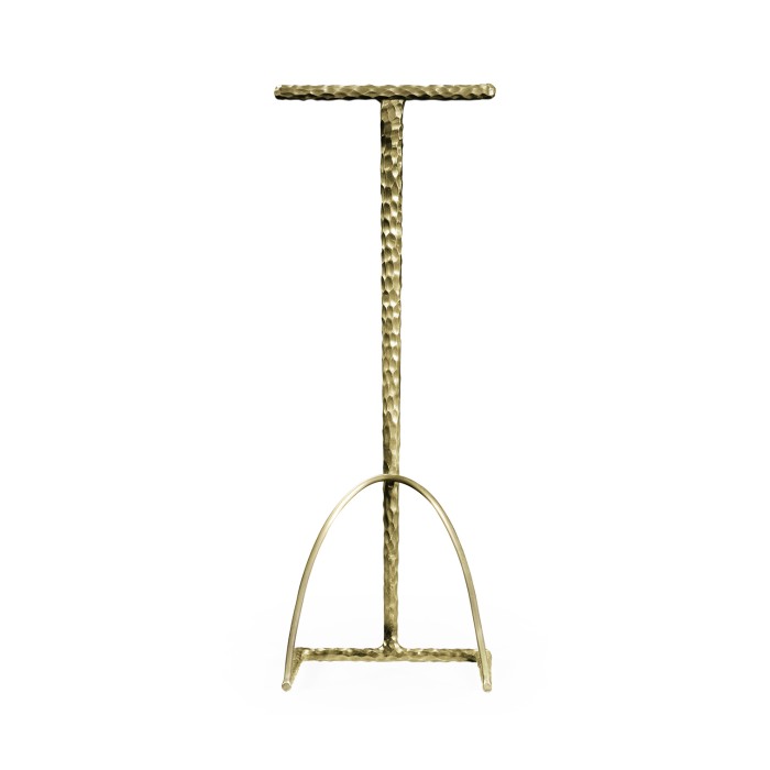 Hammered Light Brown Brass Sofa Drinks Table