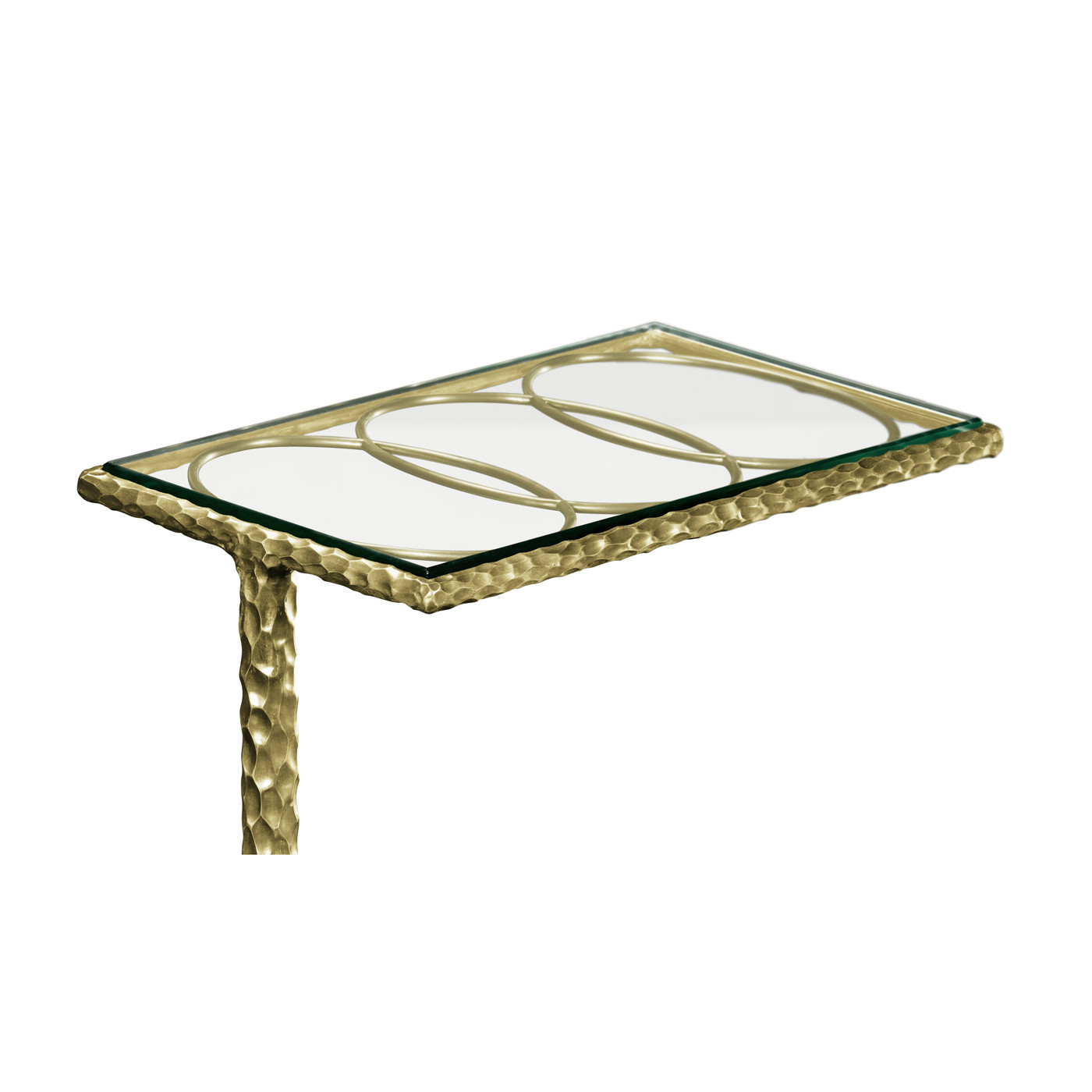 Hammered Light Brown Brass Sofa Drinks Table