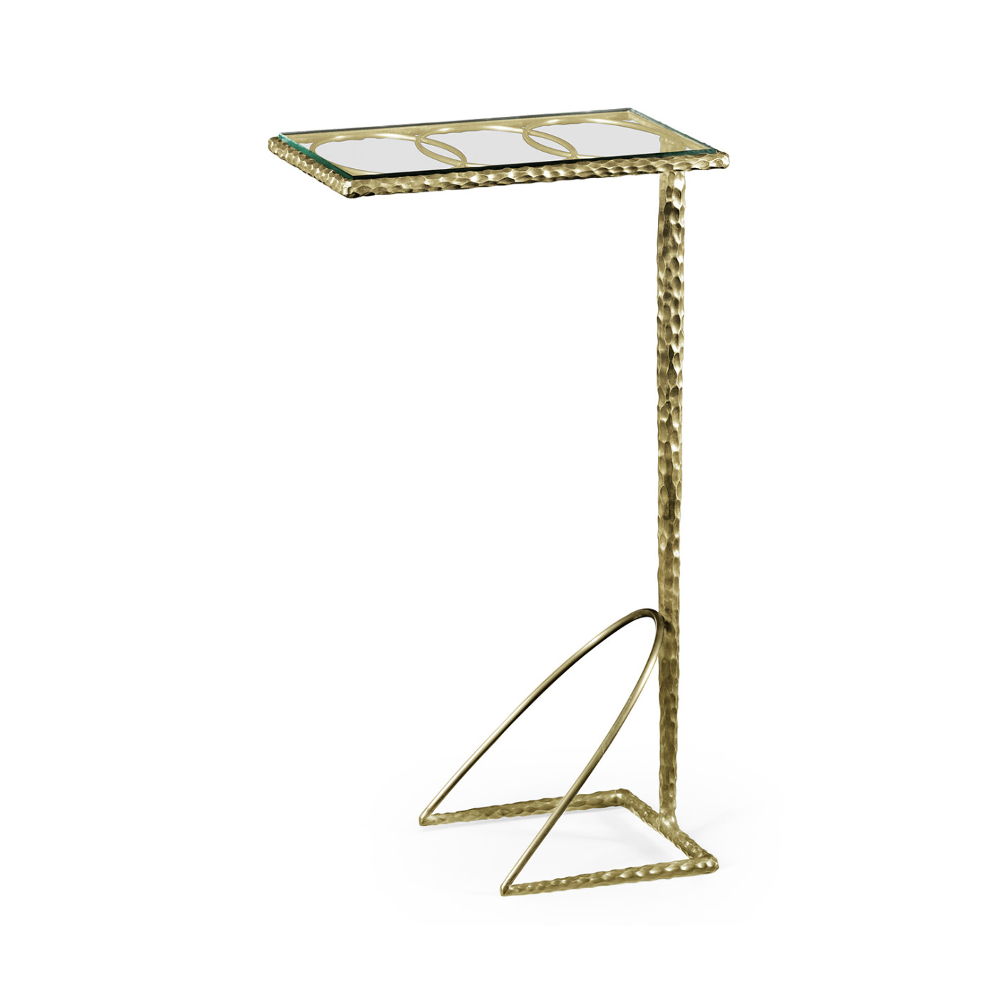 Hammered Light Brown Brass Sofa Drinks Table