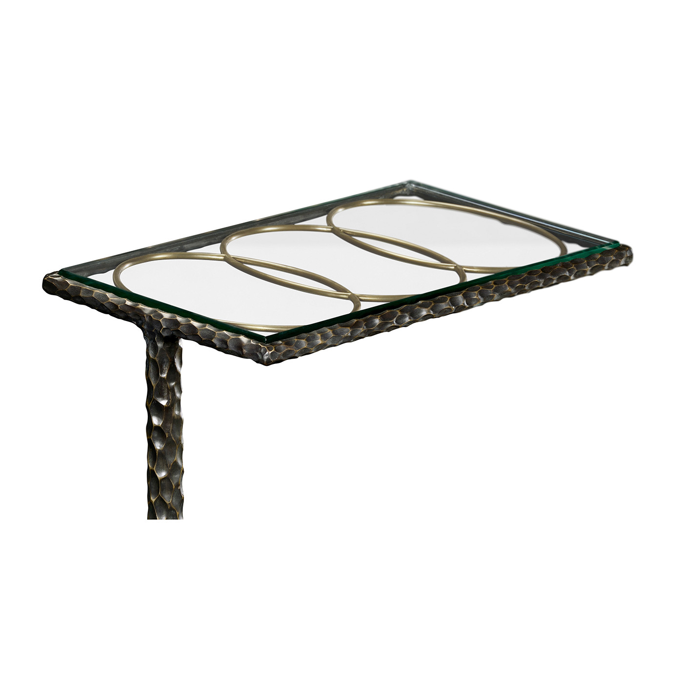 Hammered Antique Black Brass Sofa Drinks Table