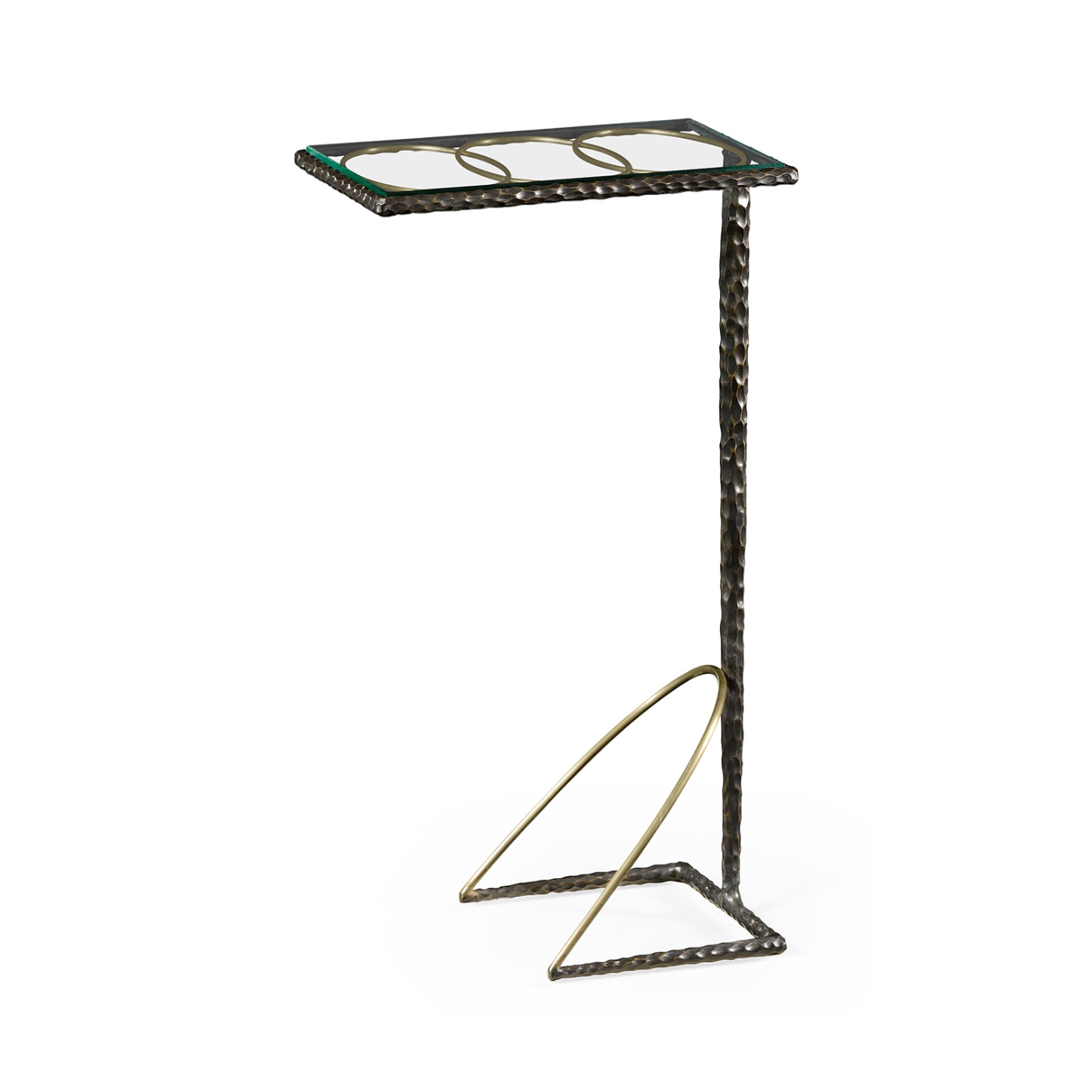 Hammered Antique Black Brass Sofa Drinks Table