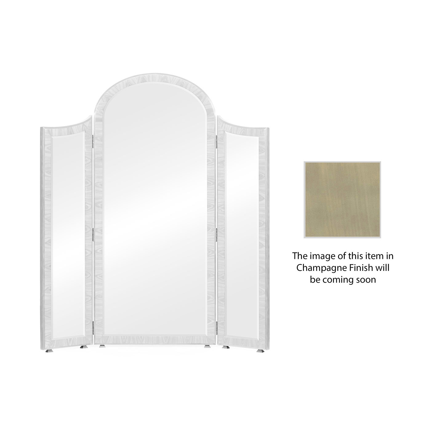 Opera Art Deco style full length triple dressing mirror with brass detail