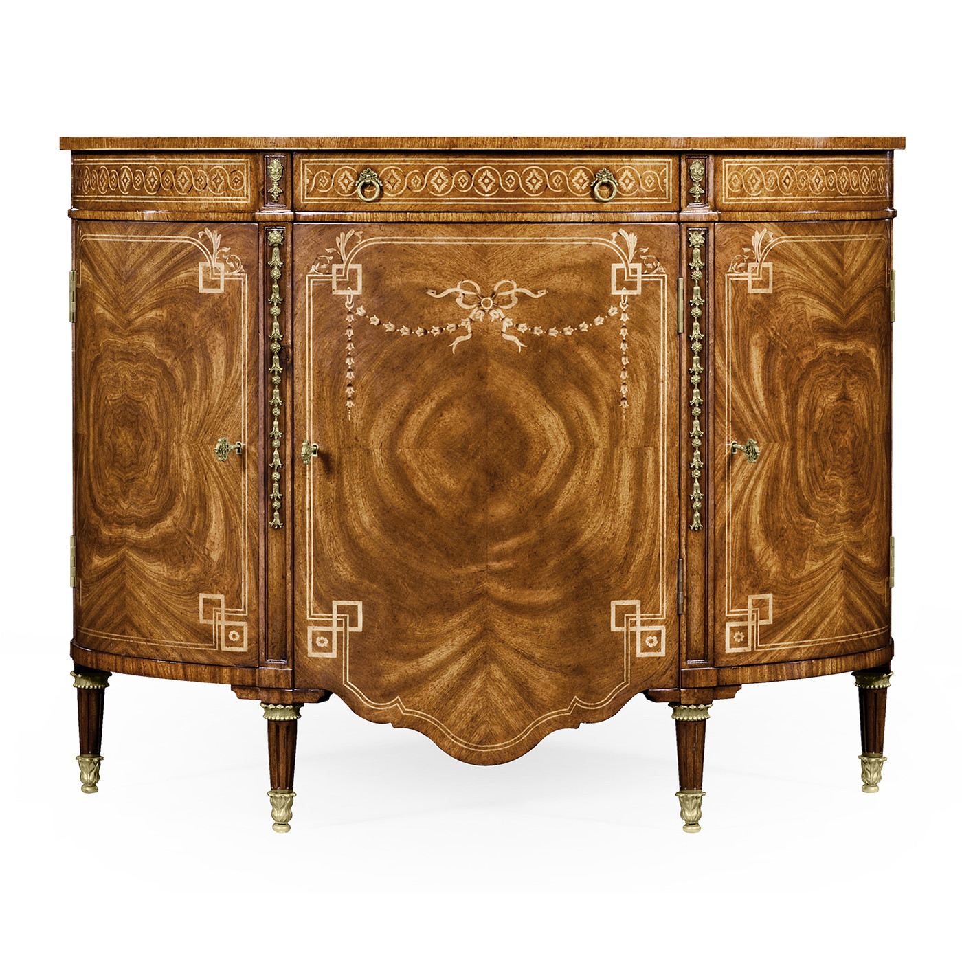 Sheraton Style Bowfront Light Walnut Commode