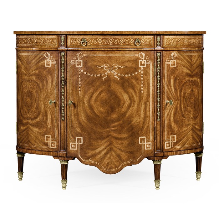 Sheraton Style Bowfront Light Walnut Commode