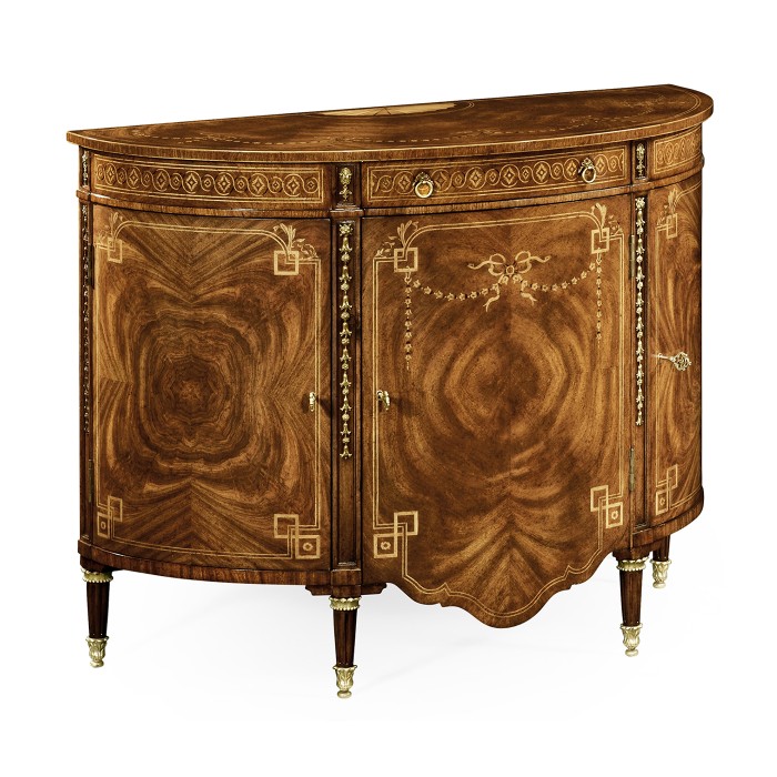 Sheraton Style Bowfront Light Walnut Commode