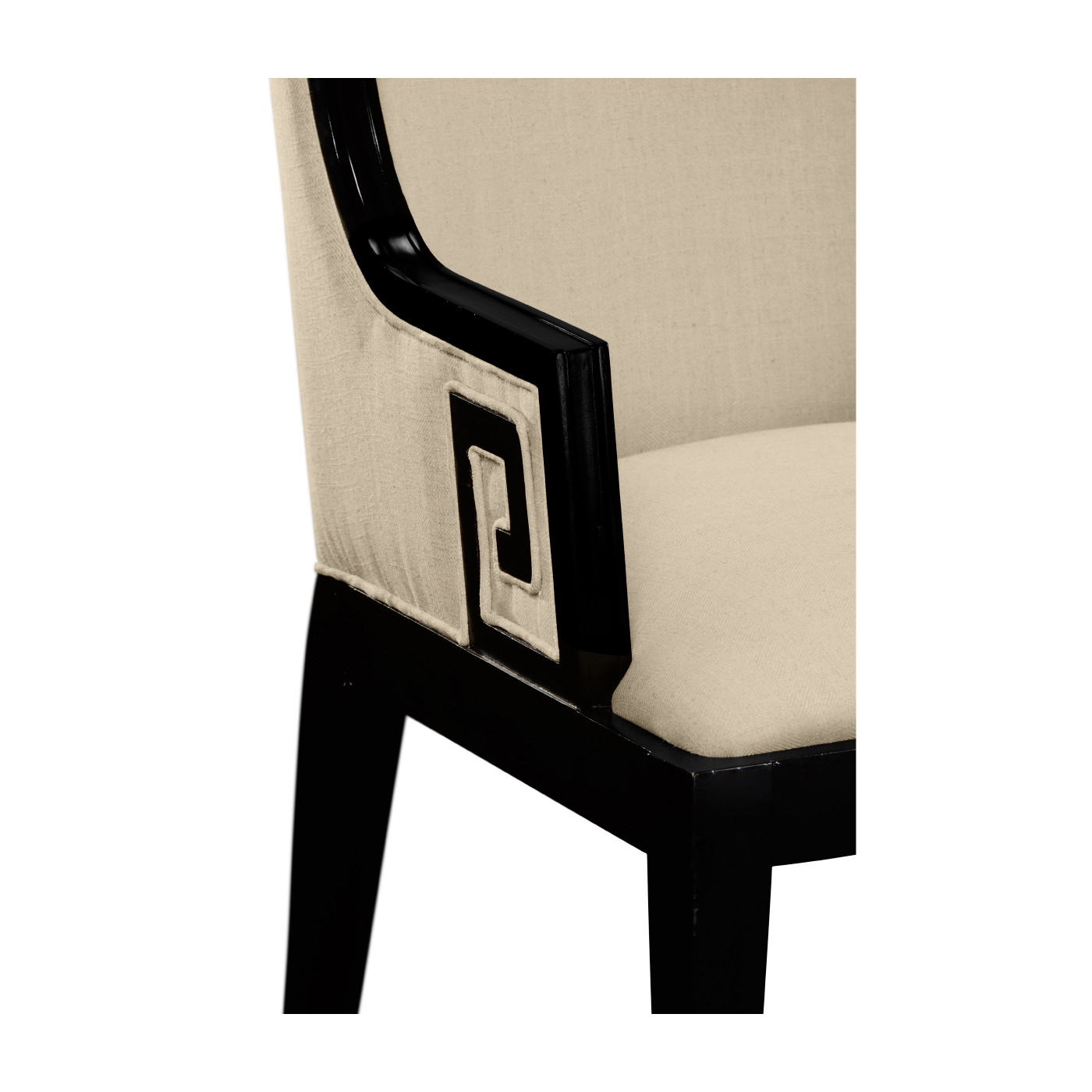 Greek Key Design Biedermeier Black Arm Chair