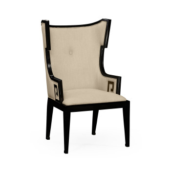 Greek Key Design Biedermeier Black Arm Chair