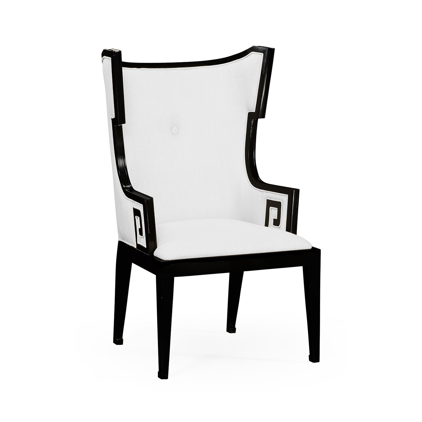 Greek Key Design Biedermeier Black Arm Chair