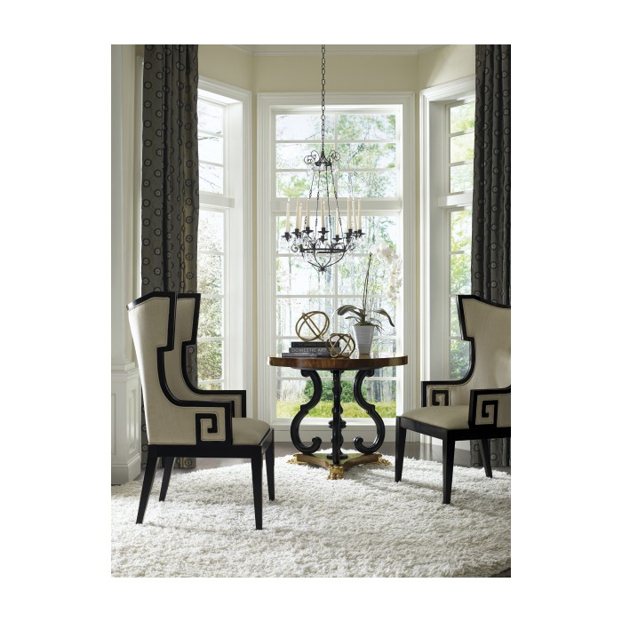 Greek Key Design Biedermeier Black Arm Chair