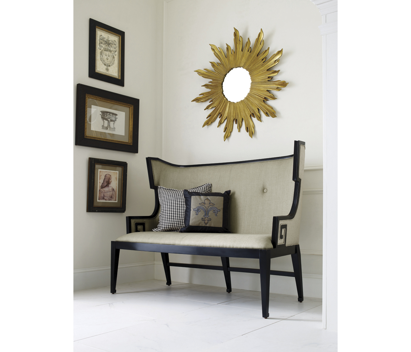 Greek Key Design Black Biedermeier Settee