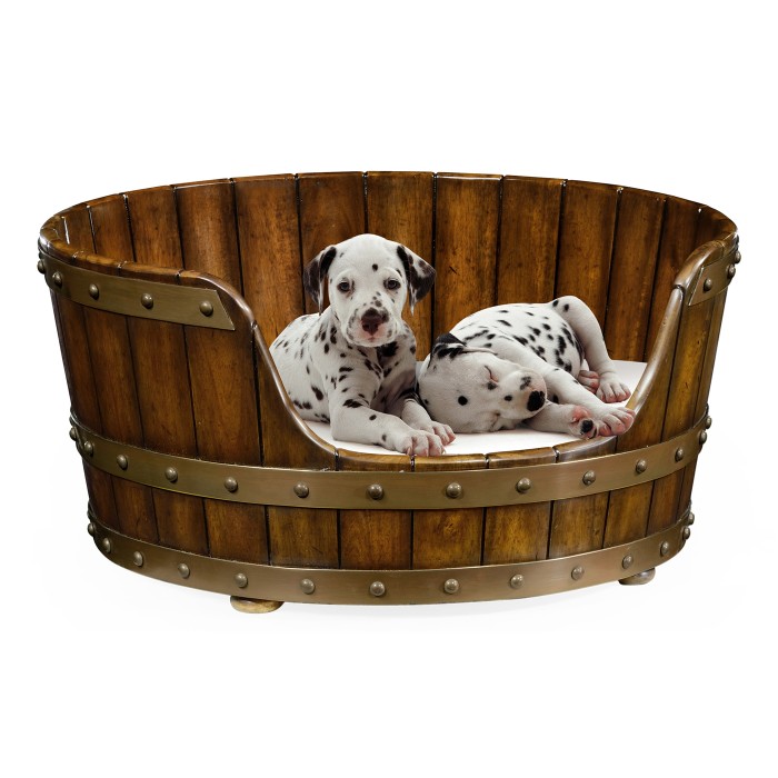 Small Walnut Wooden Dog Bed