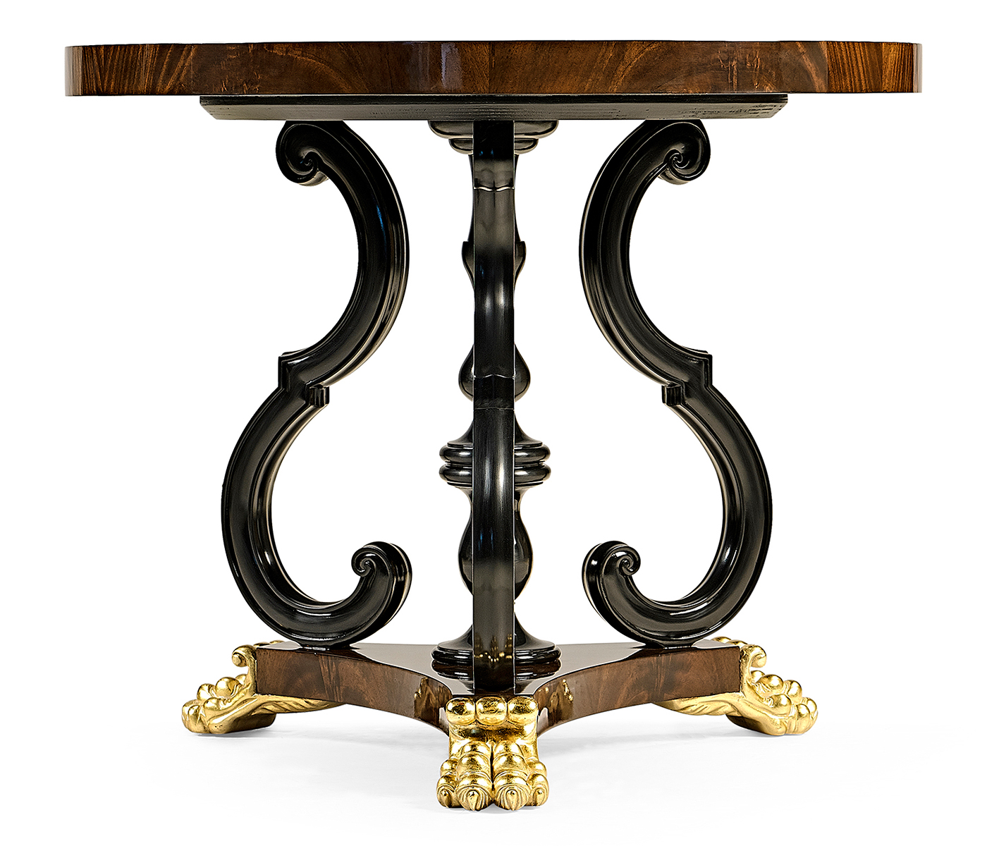 Mahogany Centre Table with Gilded Lions Paw Feet