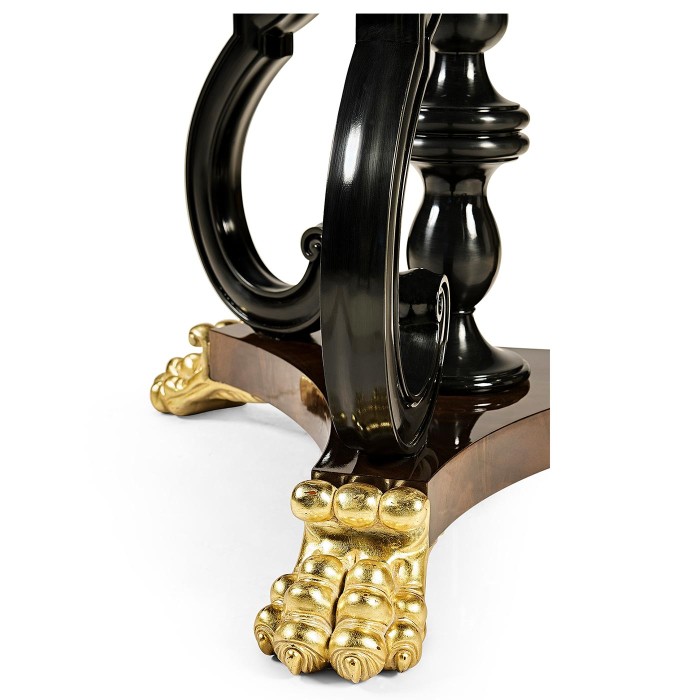 Mahogany Centre Table with Gilded Lions Paw Feet