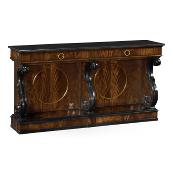 Mahogany Regency style buffet with scroll brackets