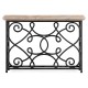 Width Rectangular Limed Wood Console with Wrought Iron Base 54