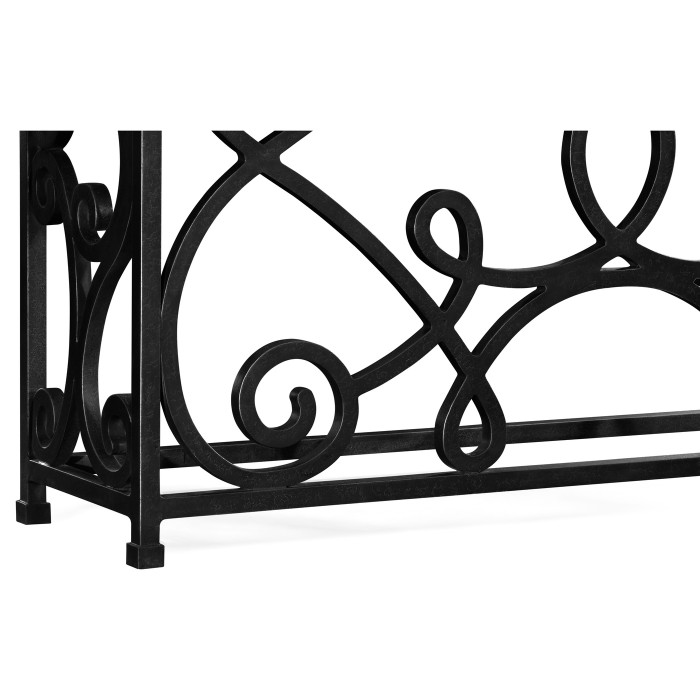Width Rectangular Limed Wood Console with Wrought Iron Base 54