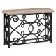 Width Rectangular Limed Wood Console with Wrought Iron Base 54