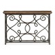Width Rectangular Rustic Walnut Console with Wrought Iron Base 54