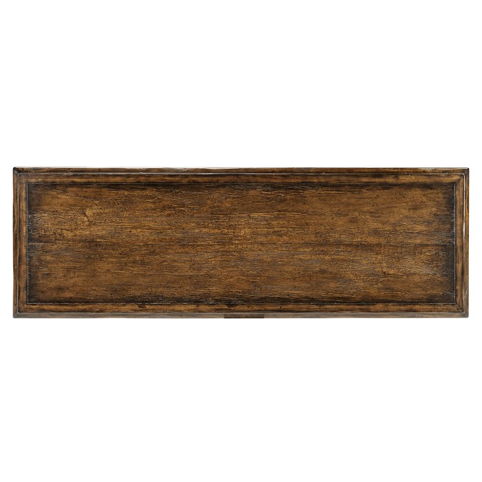 Width Rectangular Rustic Walnut Console with Wrought Iron Base 54