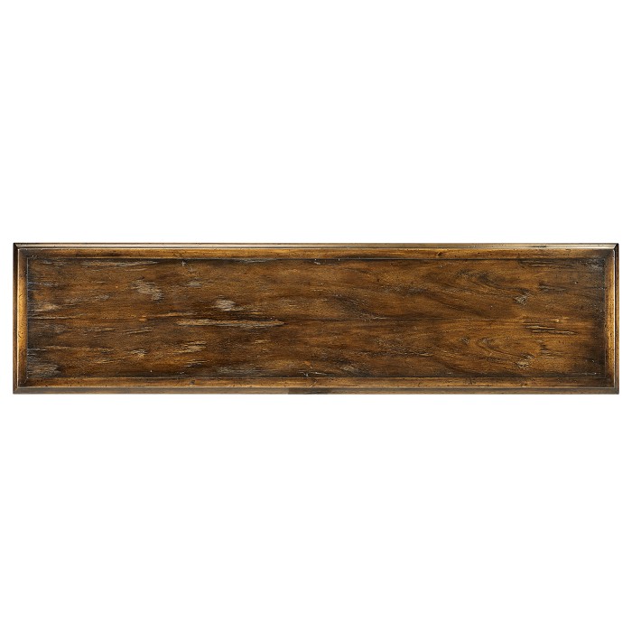 Rectangular Golden Ale Console with Wrought Iron Base 72