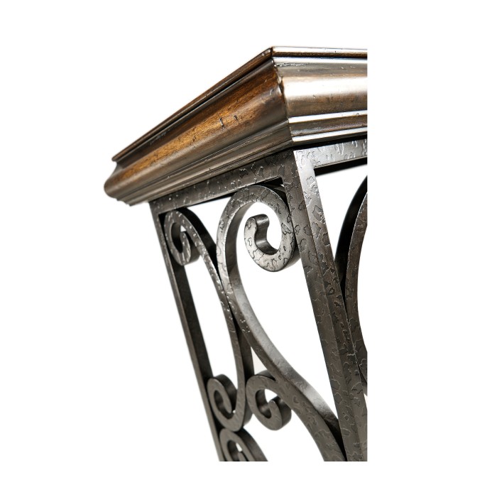 Rectangular Golden Ale Console with Wrought Iron Base 72