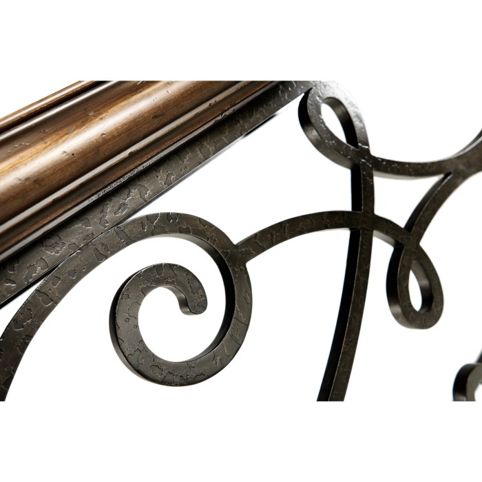 Rectangular Golden Ale Console with Wrought Iron Base 72
