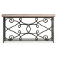 Width Rectangular Limed Wood Console with Wrought Iron Base 72